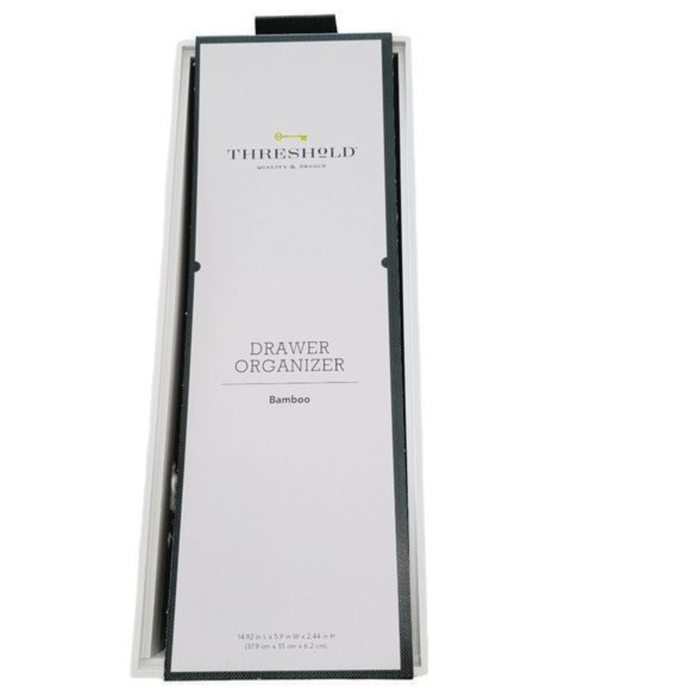 Threshold white Bamboo Drawer Organizer NWT 14 by 5 by 2 inches